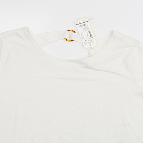 TOM TAILOR Womens White  Polyester Basic T-Shirt Size 3XL Scoop Neck