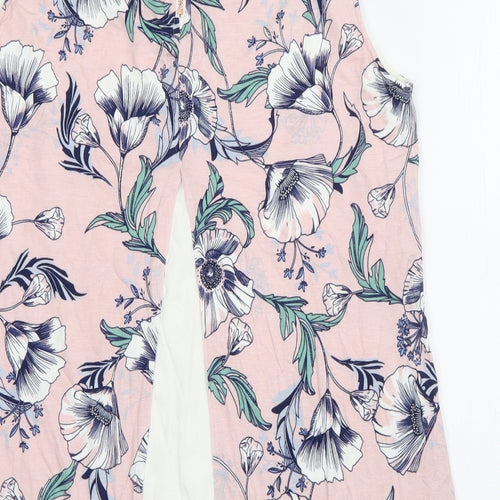 Per Una Womens Pink Floral Viscose Basic Tank Size 12 Boat Neck