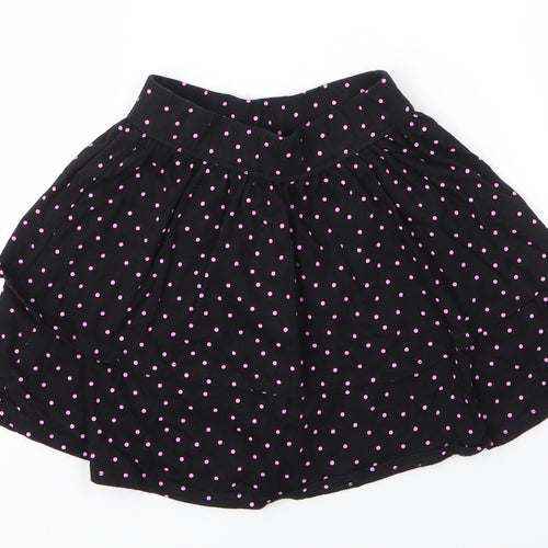 George Girls Black Spotted Cotton A-Line Skirt Size 7 Years  Regular