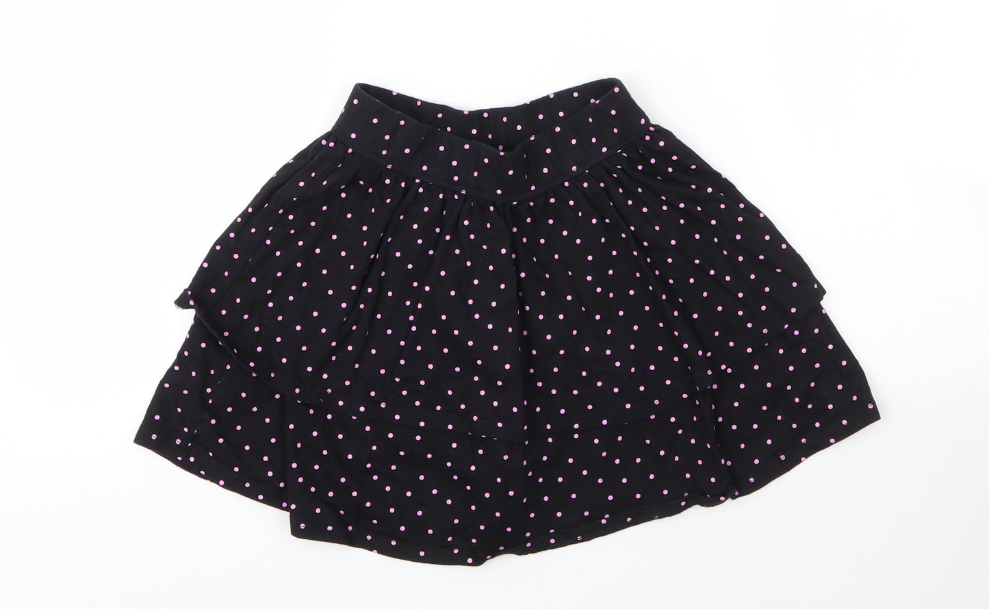 George Girls Black Spotted Cotton A-Line Skirt Size 7 Years  Regular