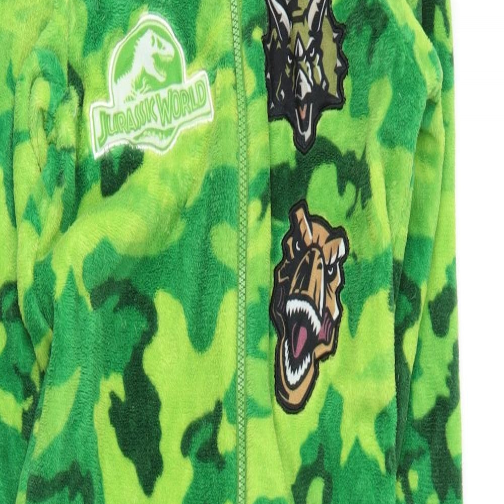 Jurassic World Boys Green Camouflage Polyester  One Piece Size 11 Years  Zip - Dinosaur