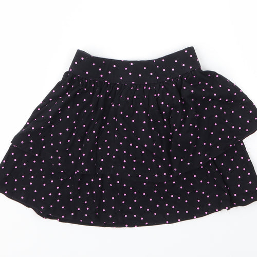 George Girls Black Spotted Cotton A-Line Skirt Size 4 Years  Regular