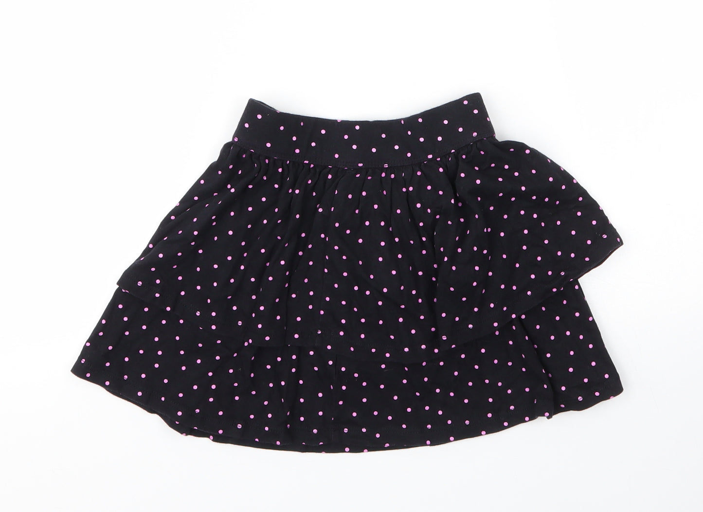 George Girls Black Spotted Cotton A-Line Skirt Size 4 Years  Regular