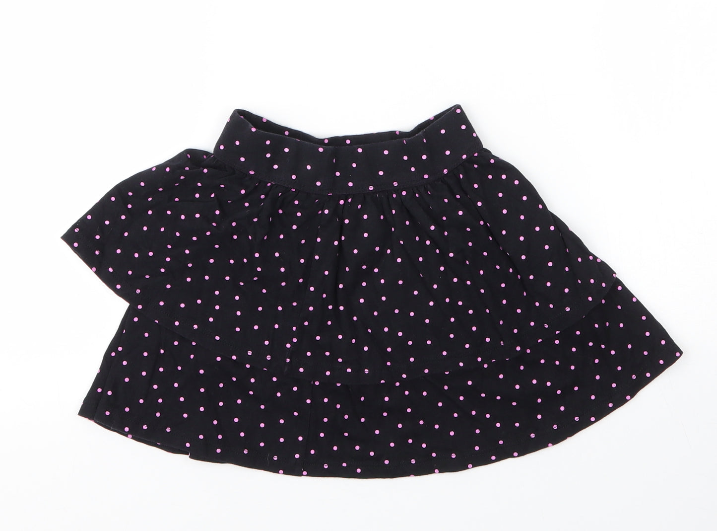 George Girls Black Spotted Cotton A-Line Skirt Size 4 Years  Regular