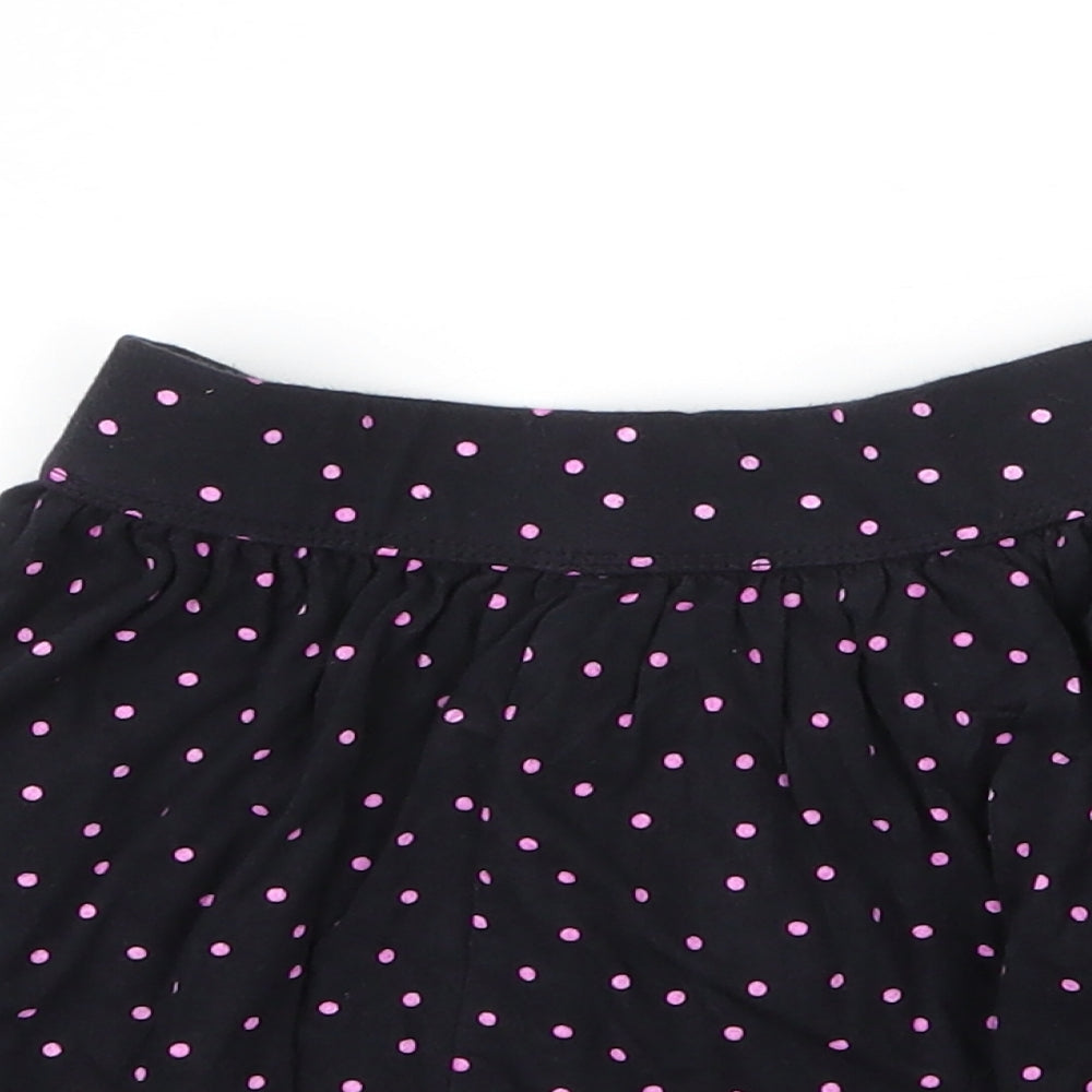 George Girls Black Spotted Cotton A-Line Skirt Size 4 Years  Regular