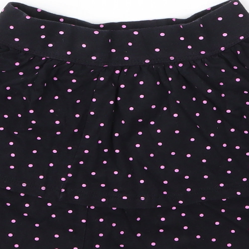 George Girls Black Spotted Cotton A-Line Skirt Size 4 Years  Regular