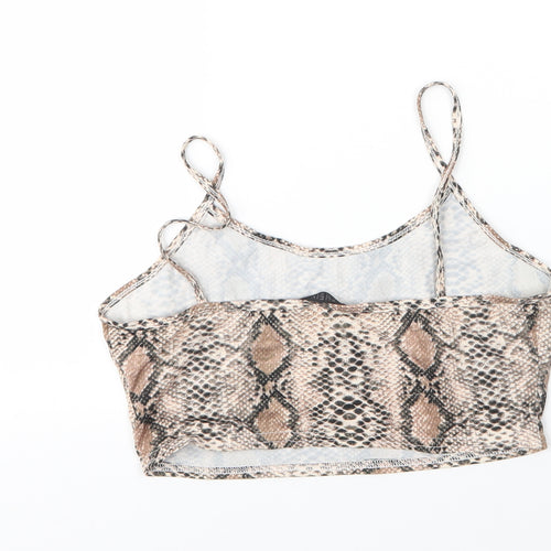 SheIn Womens Beige Animal Print Polyester Camisole Blouse Size L Round Neck - Snake Skin Print