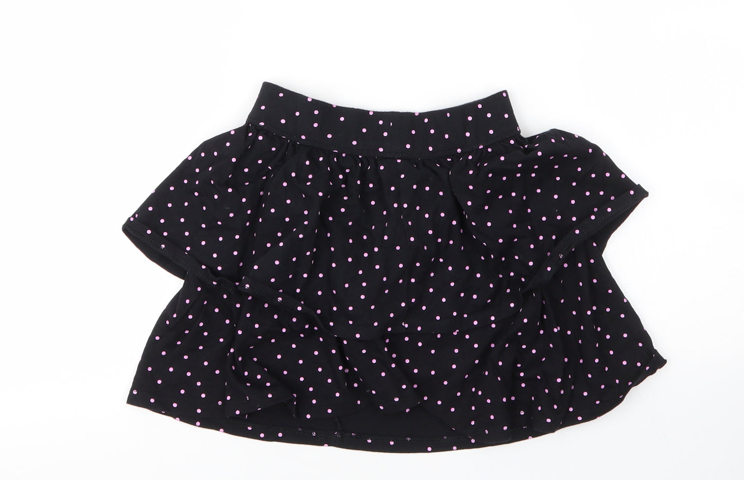George Girls Black Spotted Cotton A-Line Skirt Size 7 Years  Regular