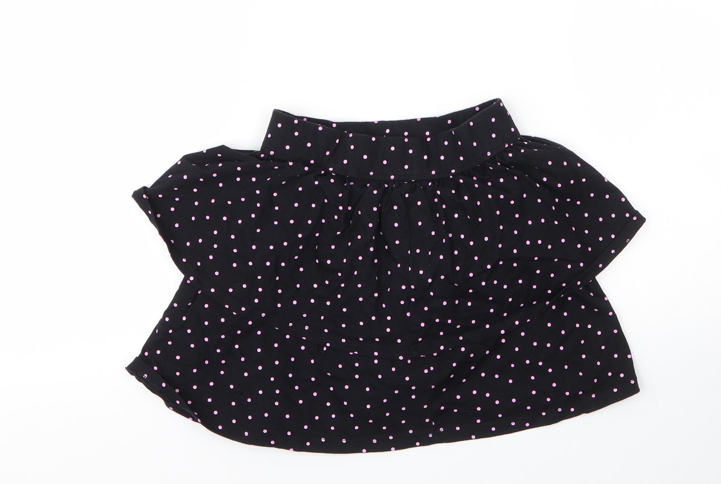 George Girls Black Spotted Cotton A-Line Skirt Size 7 Years  Regular