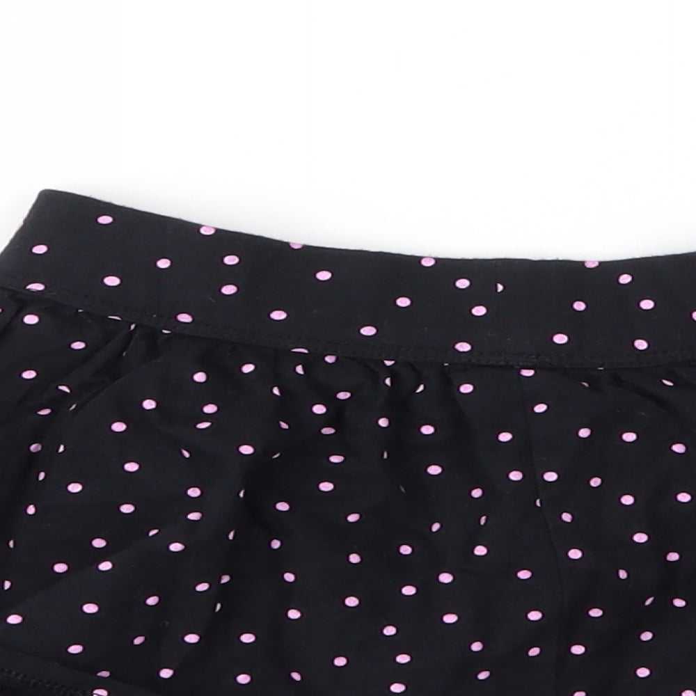 George Girls Black Spotted Cotton A-Line Skirt Size 7 Years  Regular