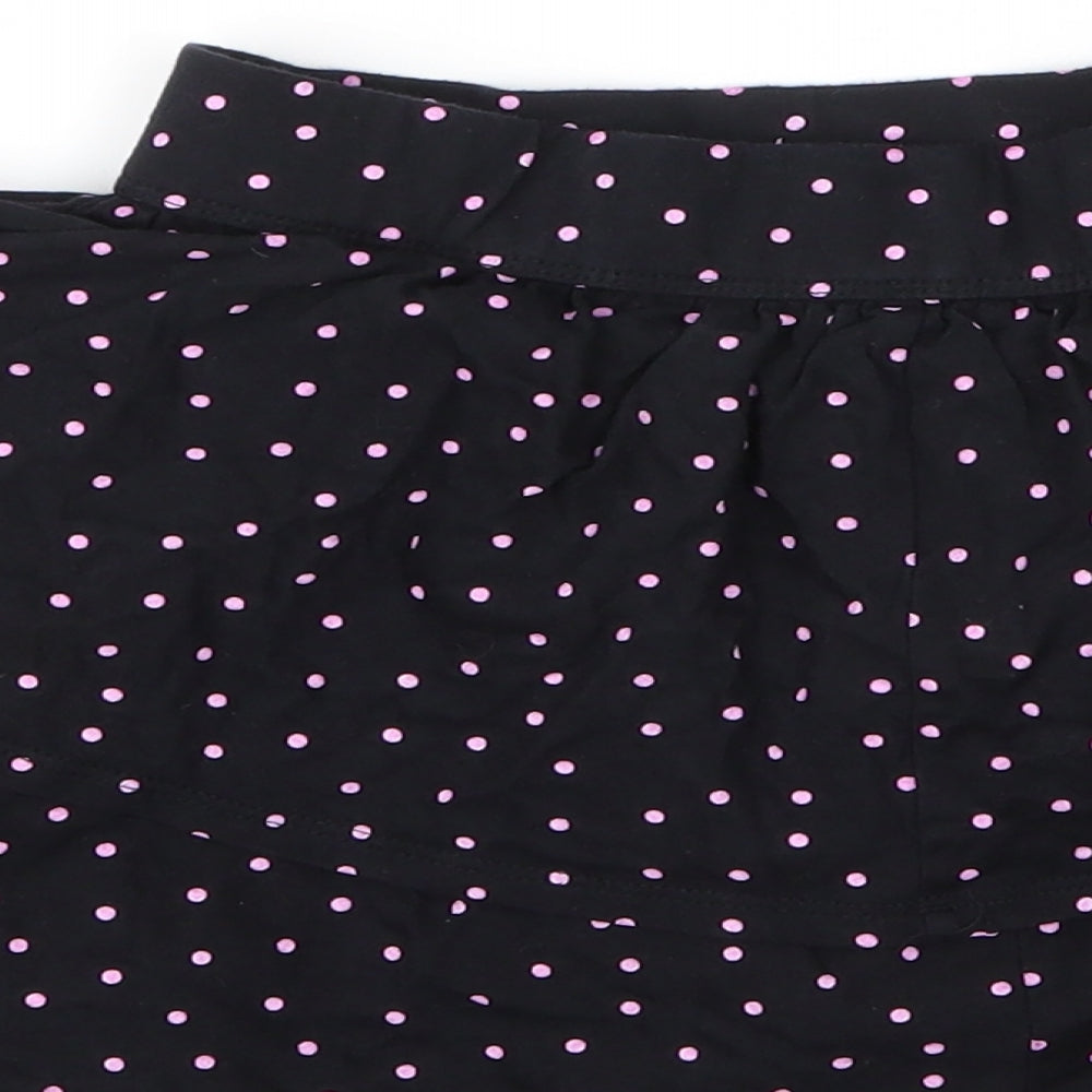 George Girls Black Spotted Cotton A-Line Skirt Size 7 Years  Regular