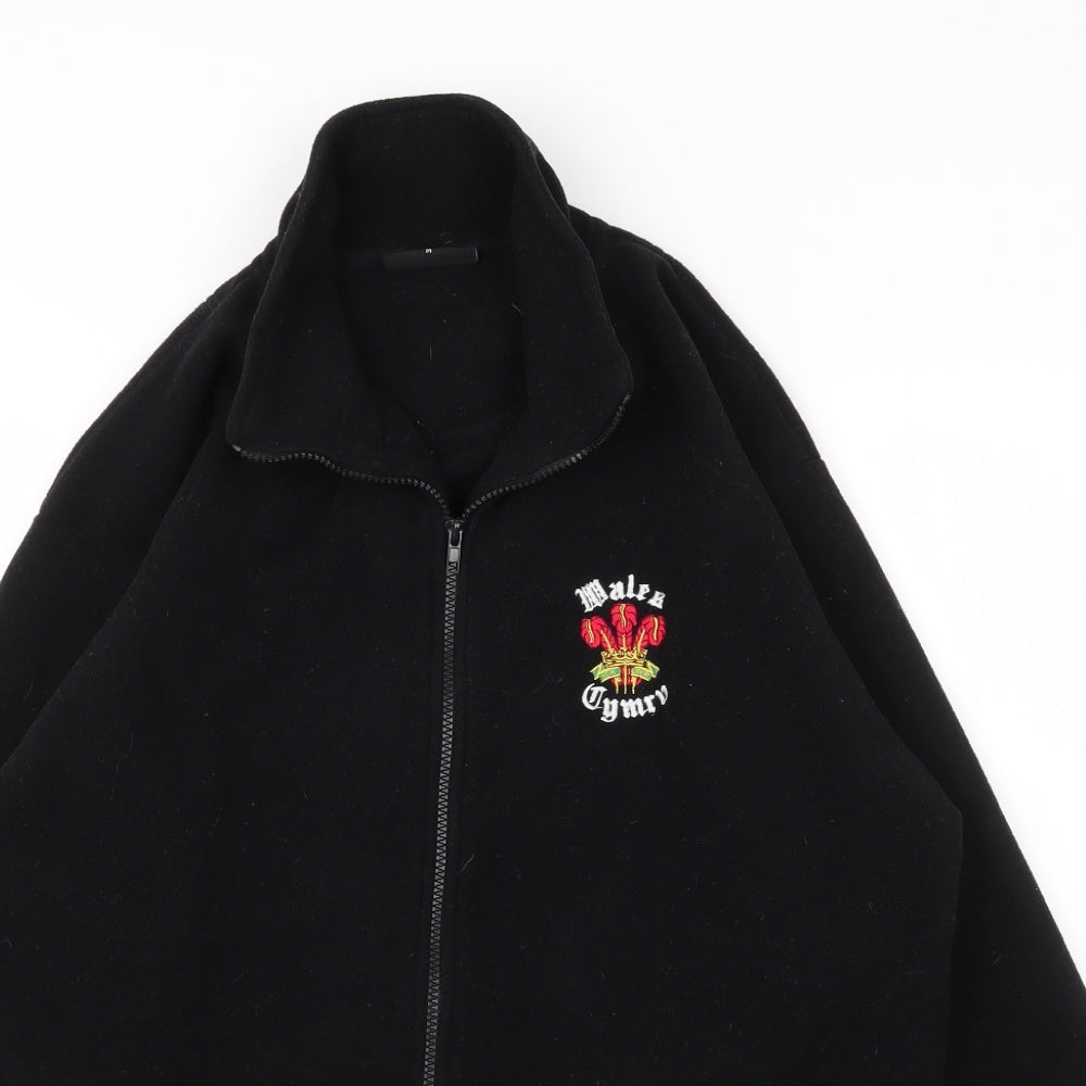 Manav Mens Black High Neck  Polyester Full Zip Jumper Size M   - Wales