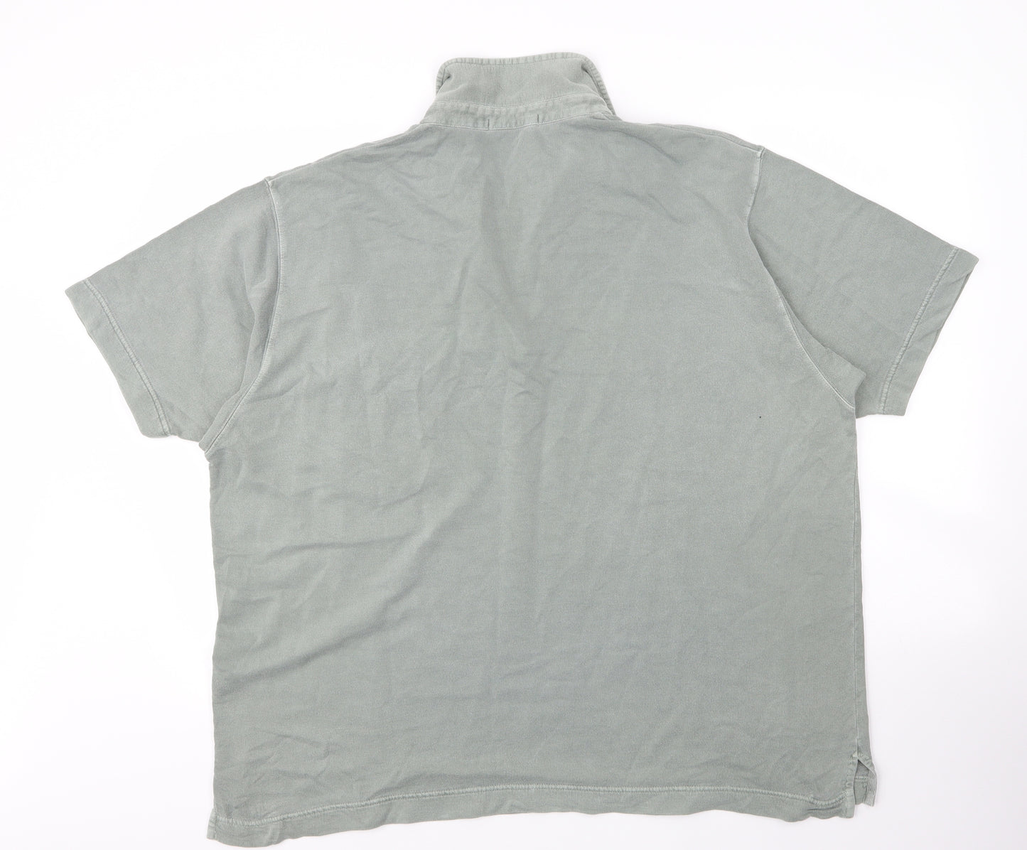 M&S Mens Green  Cotton  Polo Size XL Collared Button