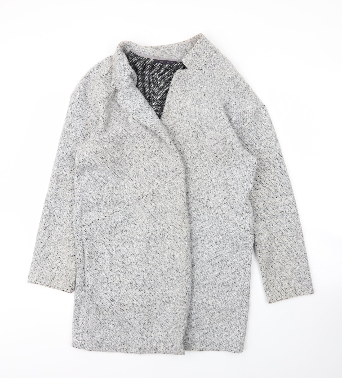 M&S Womens Grey V-Neck  Polyester Cardigan Jumper Size 12