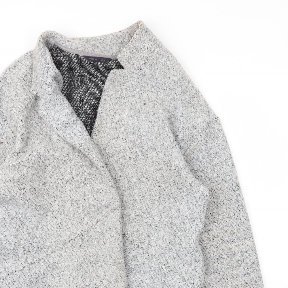 M&S Womens Grey V-Neck  Polyester Cardigan Jumper Size 12