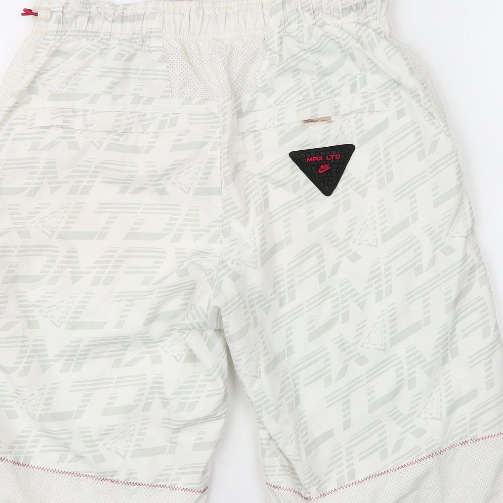 Nike Mens White  Polyester Sweat Shorts Size S L12 in Regular Drawstring