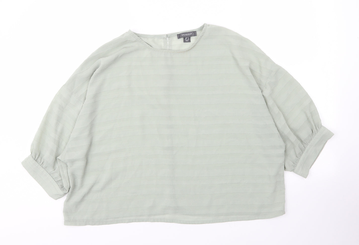 Primark Womens Green  Polyester Basic Blouse Size 14 Round Neck