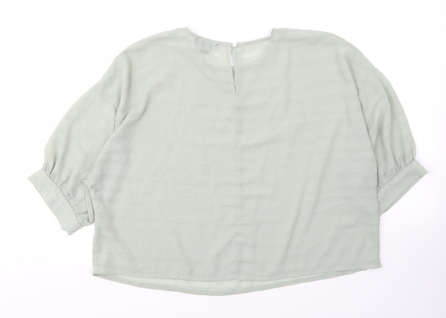 Primark Womens Green  Polyester Basic Blouse Size 14 Round Neck