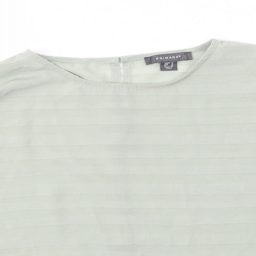 Primark Womens Green  Polyester Basic Blouse Size 14 Round Neck