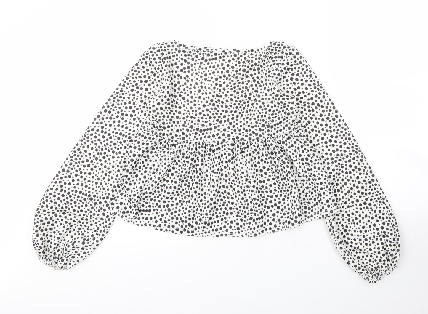 I SAW IT FIRST Womens White Animal Print Polyester Cropped Blouse Size 6 Square Neck - Leopard print