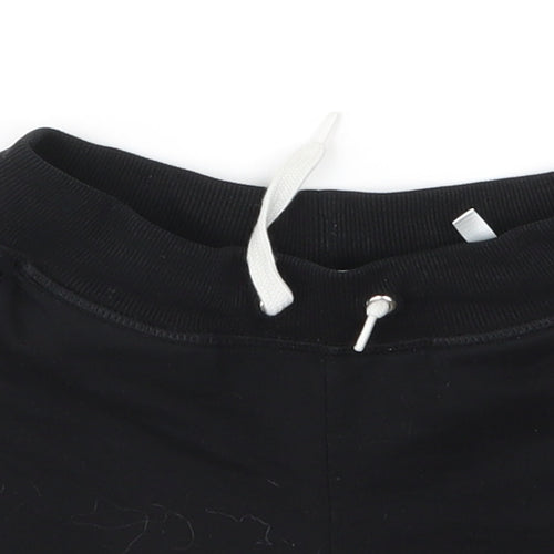 H&M Girls Black  Cotton Sweat Shorts Size 8 Years  Regular Drawstring