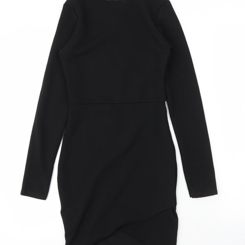 PRETTYLITTLETHING Womens Black  Polyester Sheath  Size 8  Round Neck