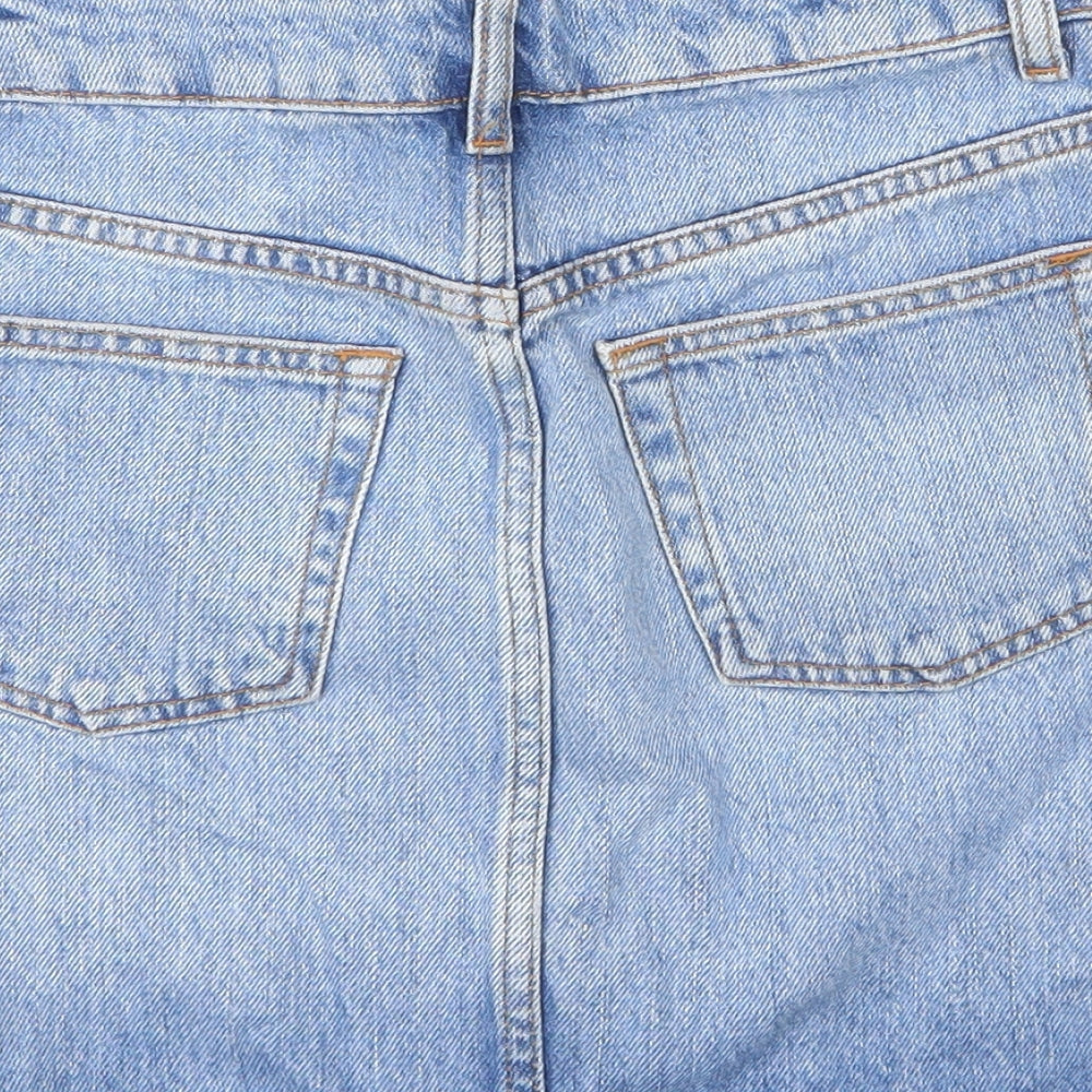 Topshop Womens Blue  Cotton A-Line Skirt Size 4   Zip