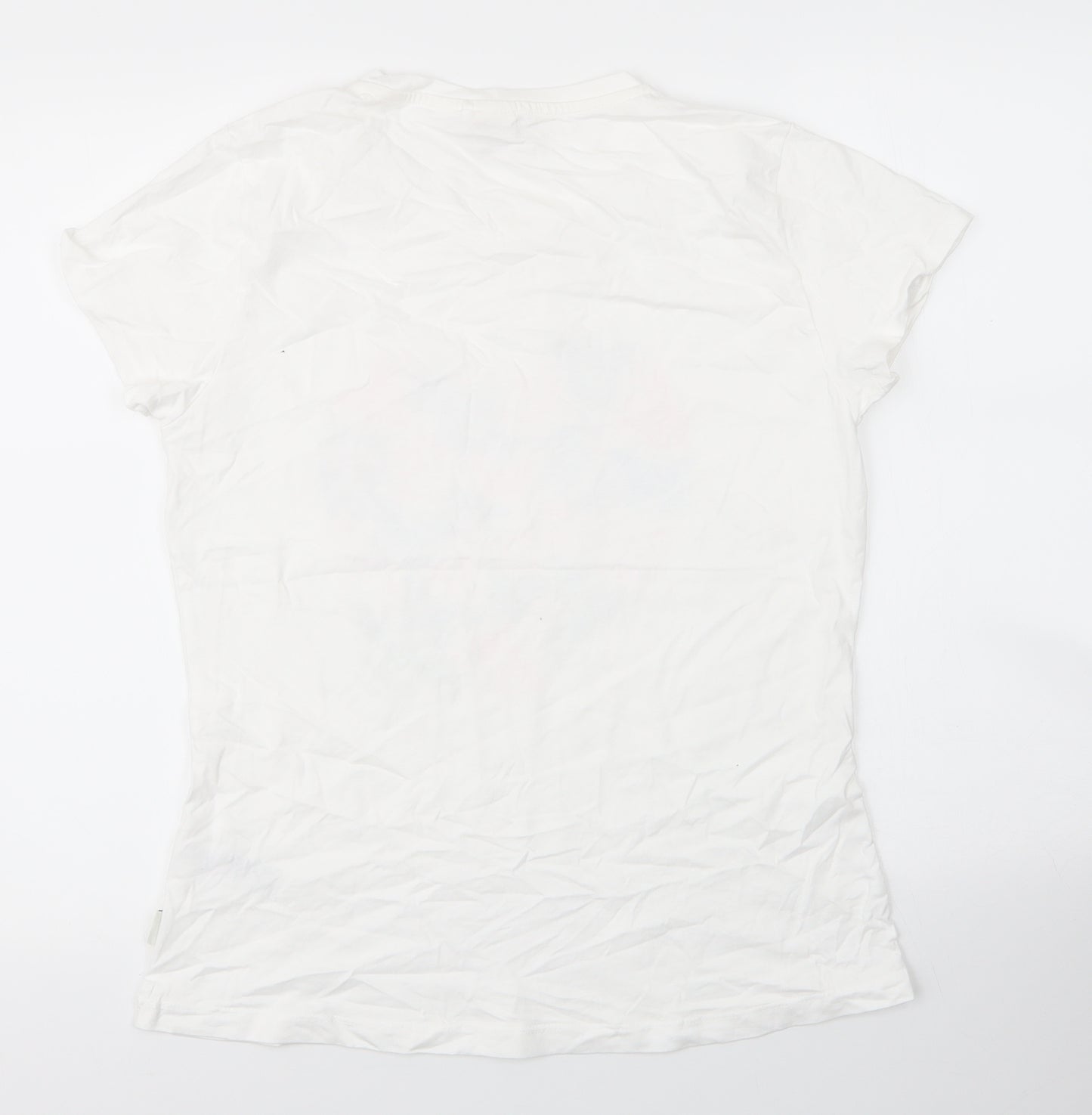 Lee Cooper Womens White  Cotton Basic T-Shirt Size 16 Round Neck