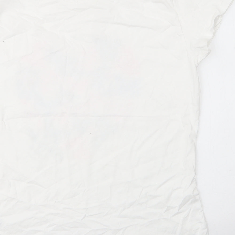 Lee Cooper Womens White  Cotton Basic T-Shirt Size 16 Round Neck