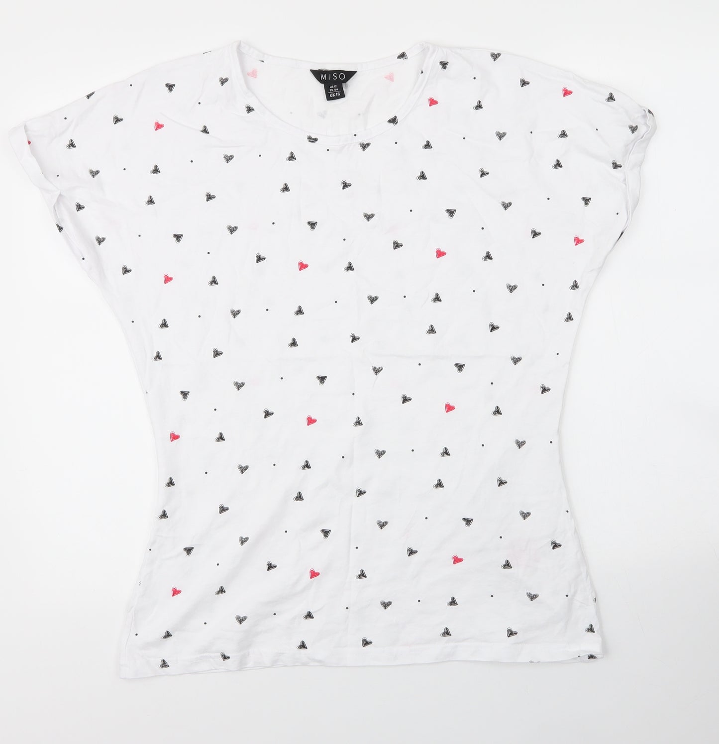 Miso Womens White  Cotton Basic Blouse Size 16 Round Neck