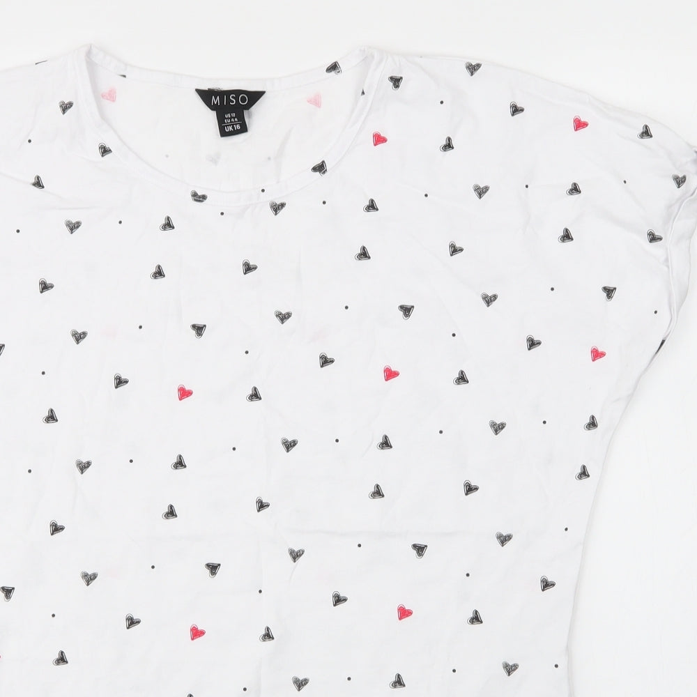 Miso Womens White  Cotton Basic Blouse Size 16 Round Neck