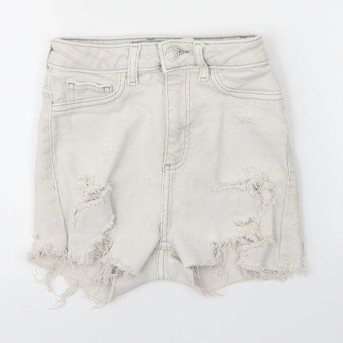New Look Womens Grey  Cotton Hot Pants Shorts Size 8  Regular Zip