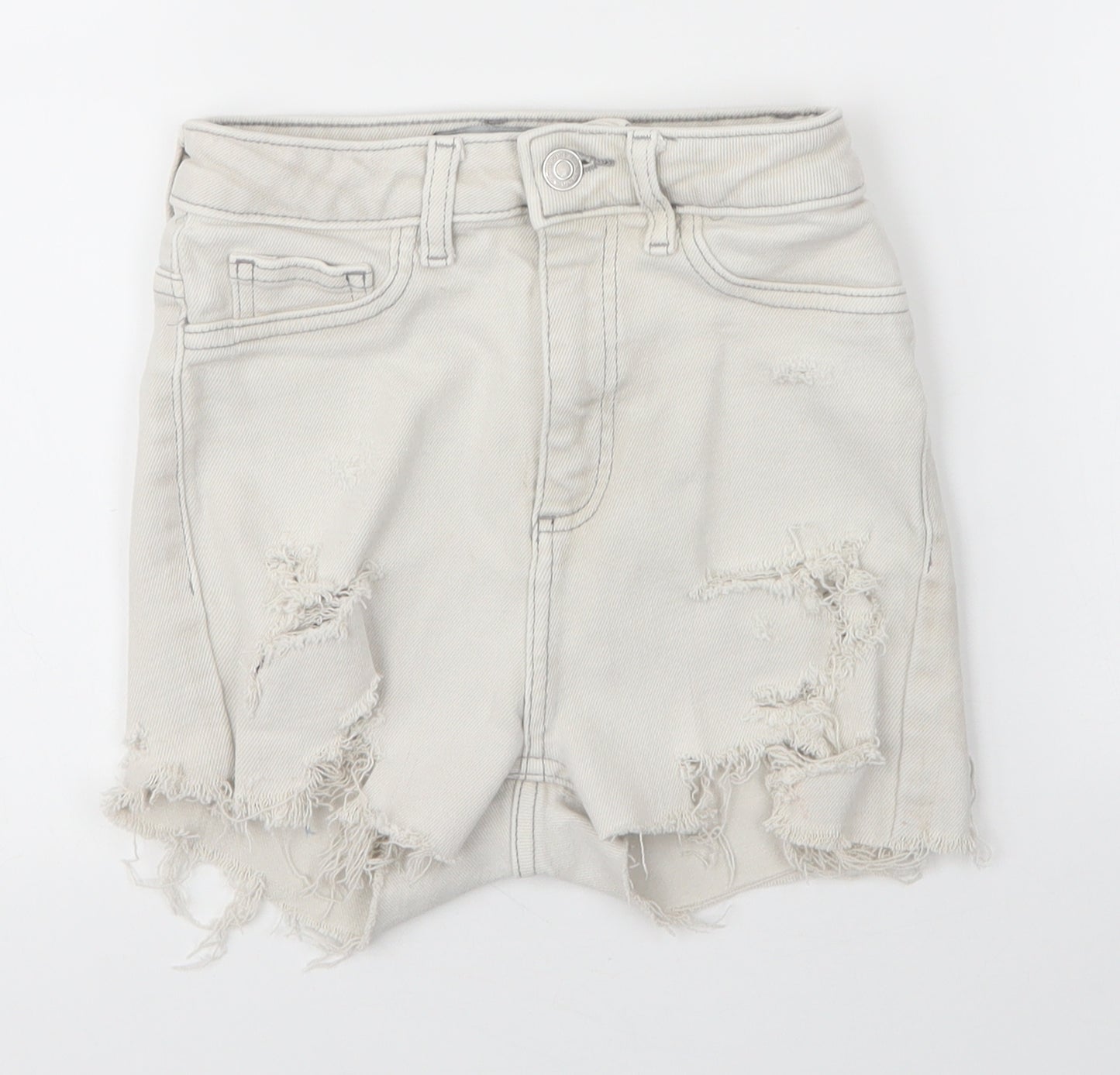 New Look Womens Grey  Cotton Hot Pants Shorts Size 8  Regular Zip