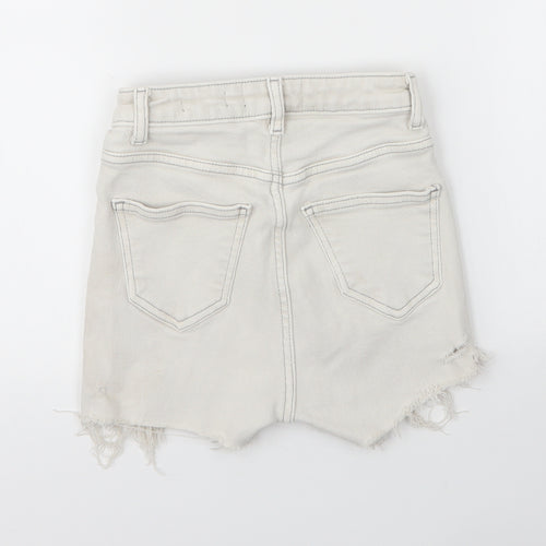 New Look Womens Grey  Cotton Hot Pants Shorts Size 8  Regular Zip