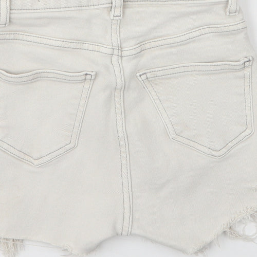 New Look Womens Grey  Cotton Hot Pants Shorts Size 8  Regular Zip