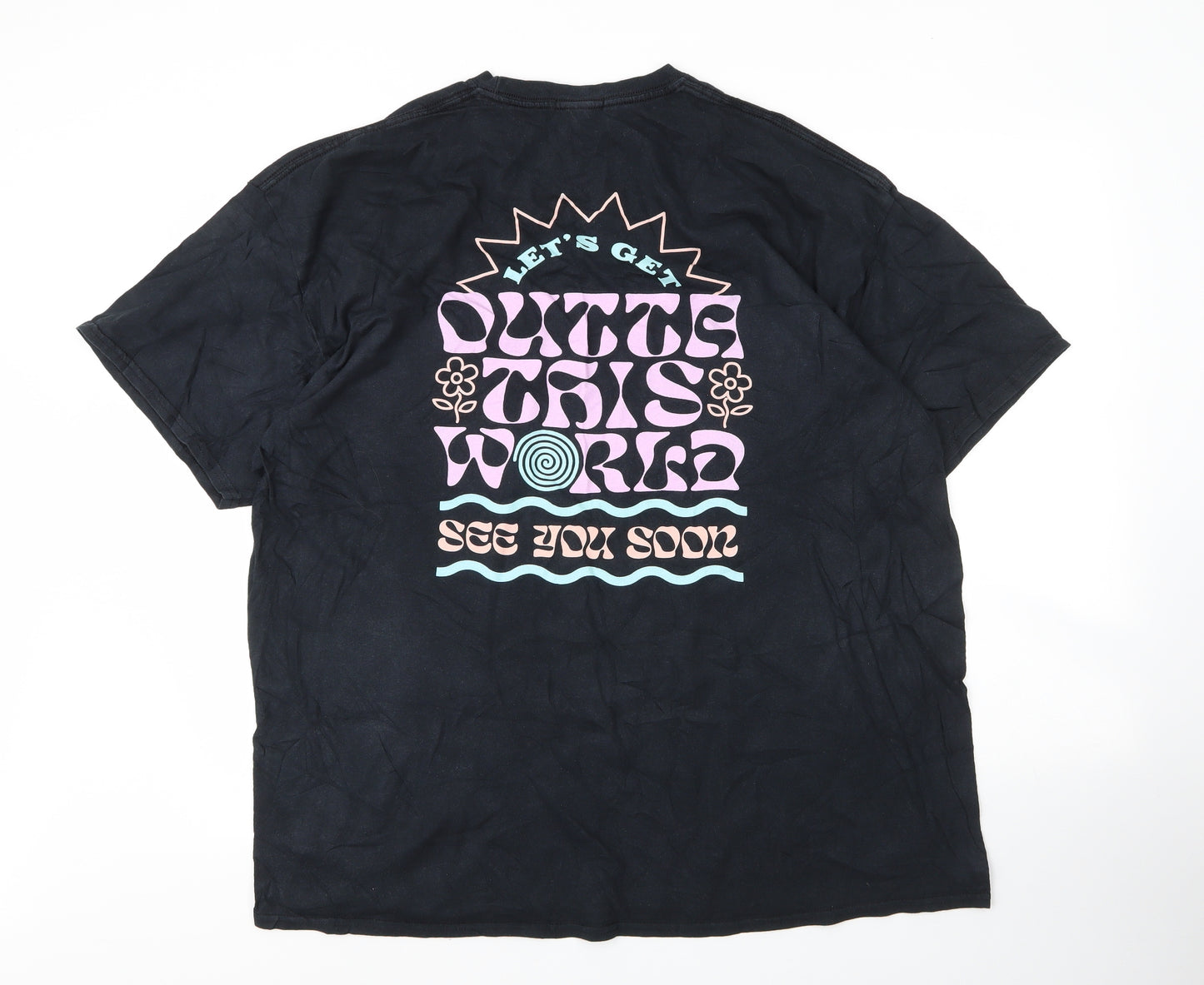 New Girl Order Womens Black  Cotton Basic T-Shirt Size 12 Round Neck