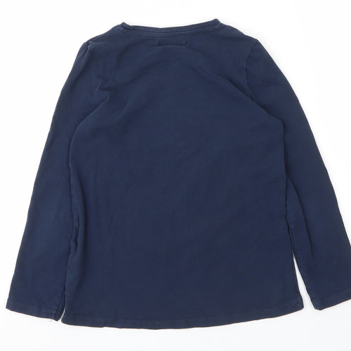 Debenhams Girls Blue  Cotton Basic T-Shirt Size 7 Years Round Neck