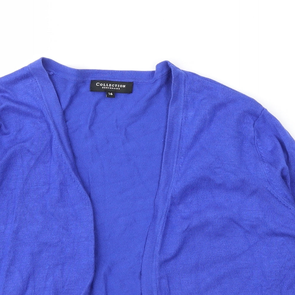 Debenhams Womens Blue V-Neck  Viscose Cardigan Jumper Size 16