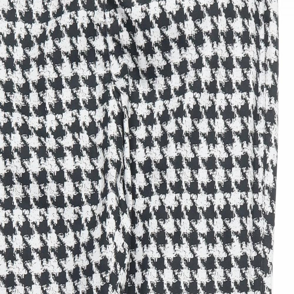 H&M Womens Black Houndstooth Cotton Capri Trousers Size 16 L27 in Regular