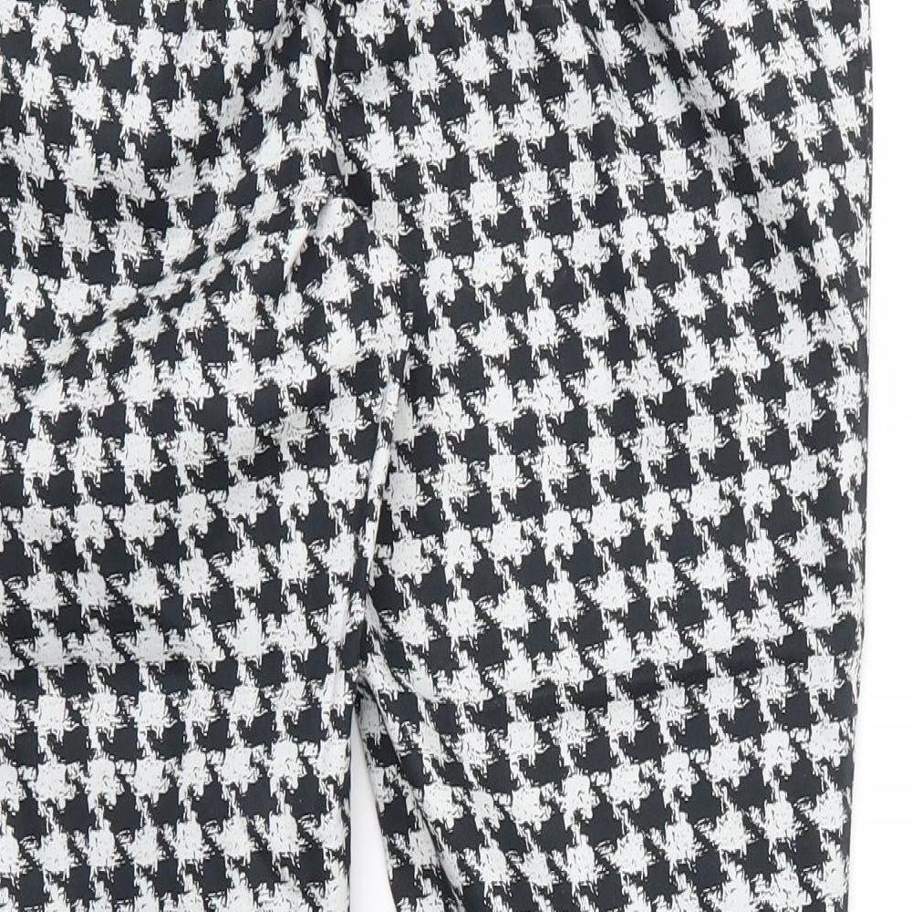 H&M Womens Black Houndstooth Cotton Capri Trousers Size 16 L27 in Regular