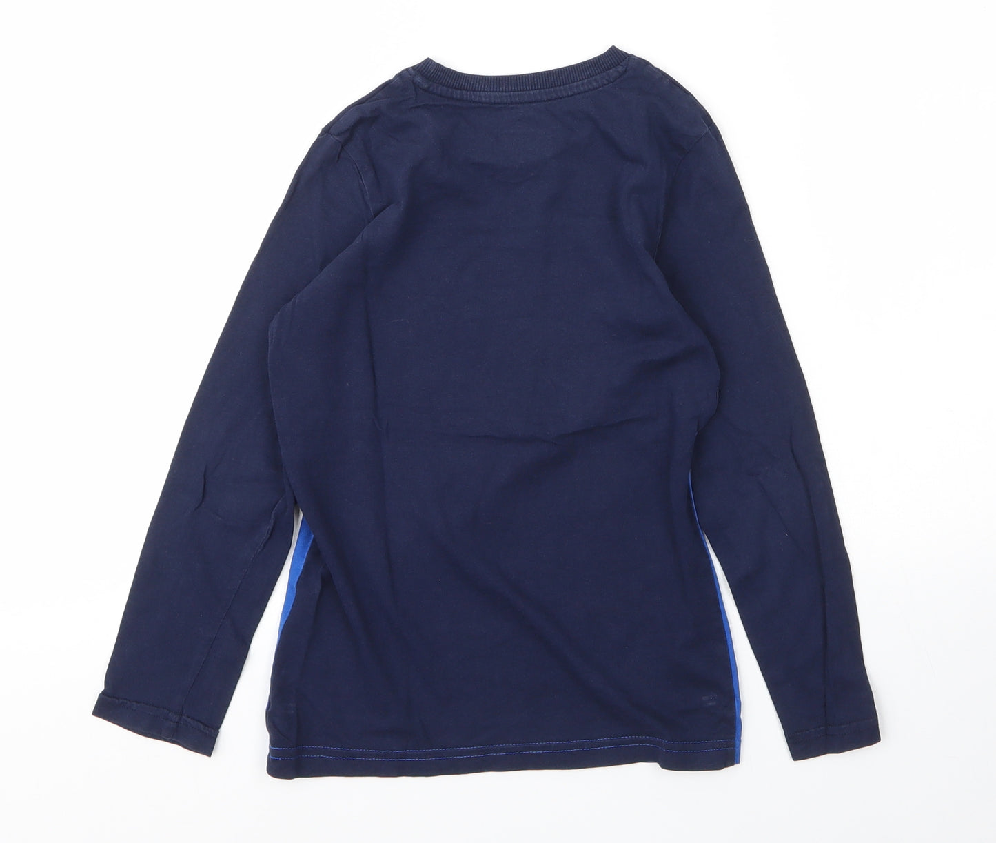 Matalan Boys Blue Striped Cotton Basic T-Shirt Size 7 Years Round Neck