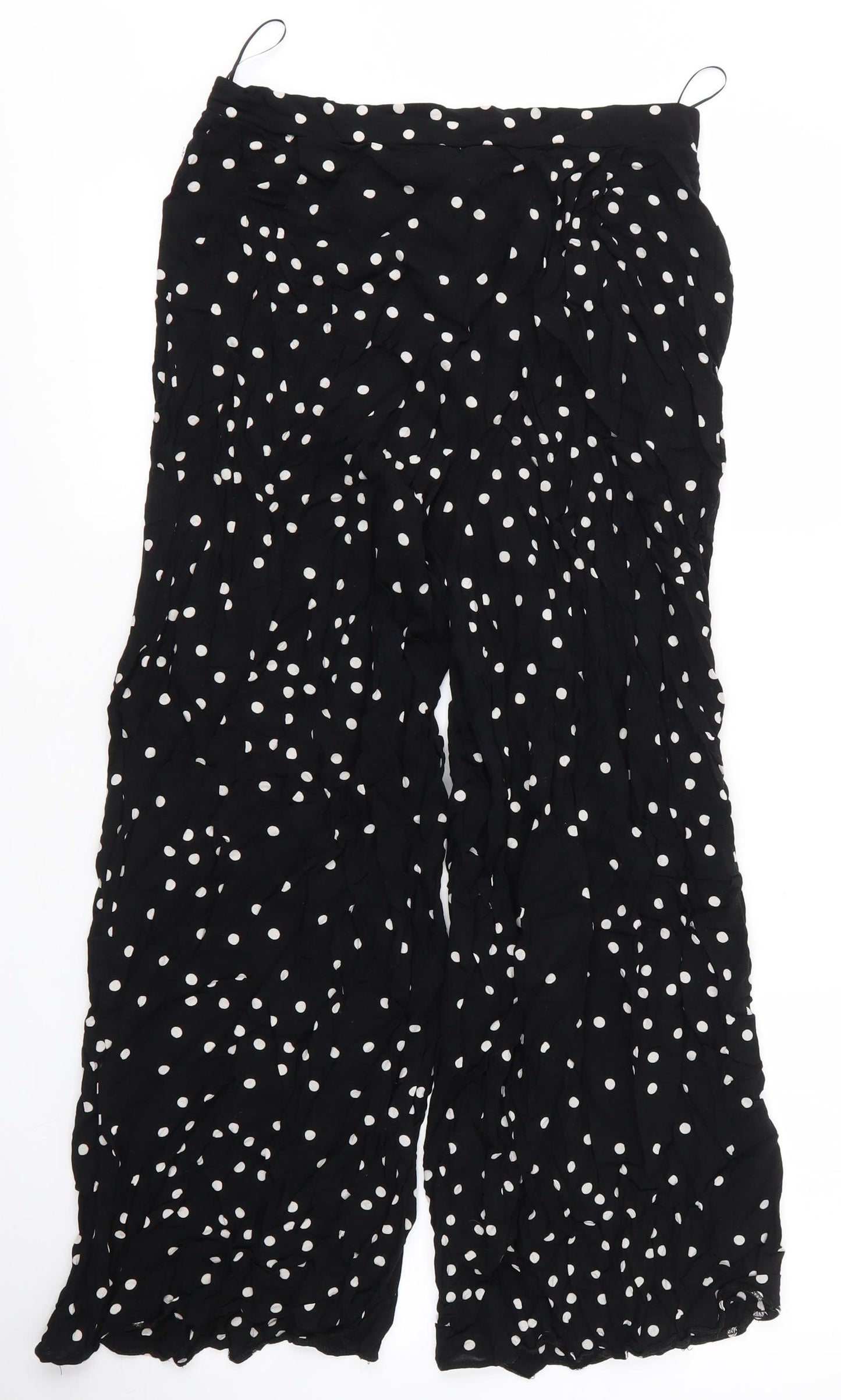 New Look Womens Black Polka Dot Viscose Trousers  Size 12 L25 in Regular