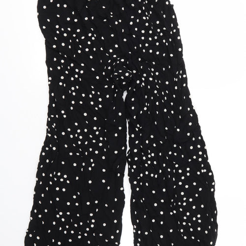 New Look Womens Black Polka Dot Viscose Trousers  Size 12 L25 in Regular