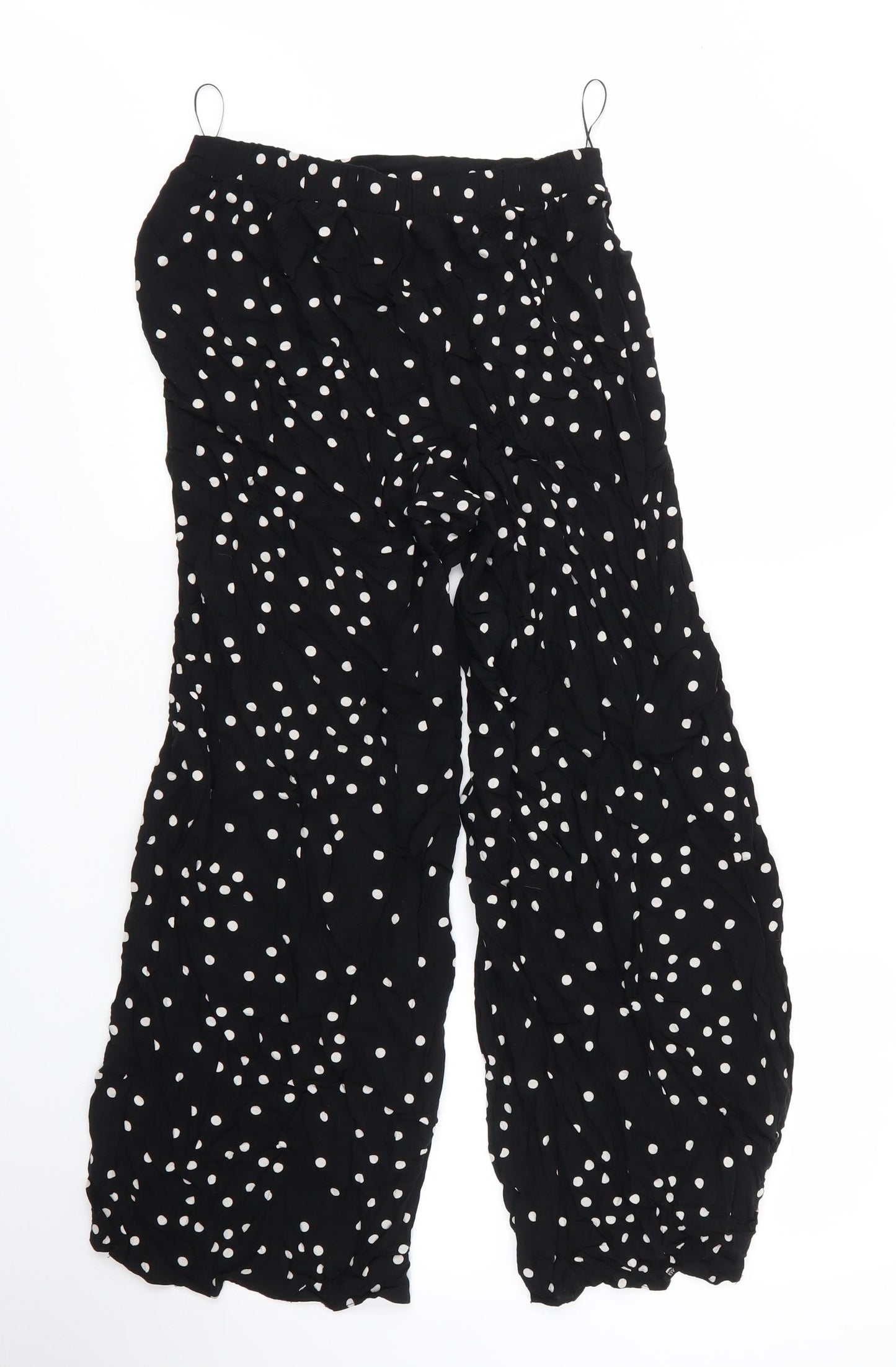 New Look Womens Black Polka Dot Viscose Trousers  Size 12 L25 in Regular