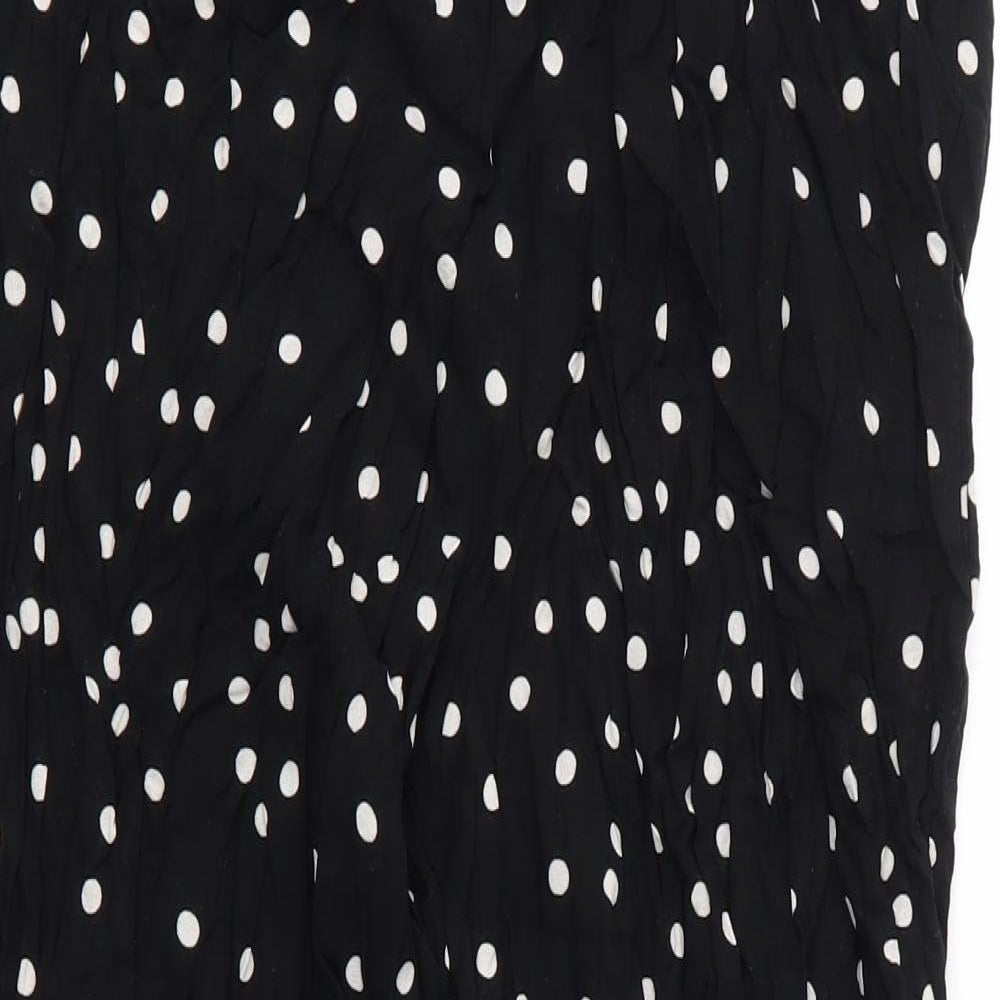 New Look Womens Black Polka Dot Viscose Trousers  Size 12 L25 in Regular