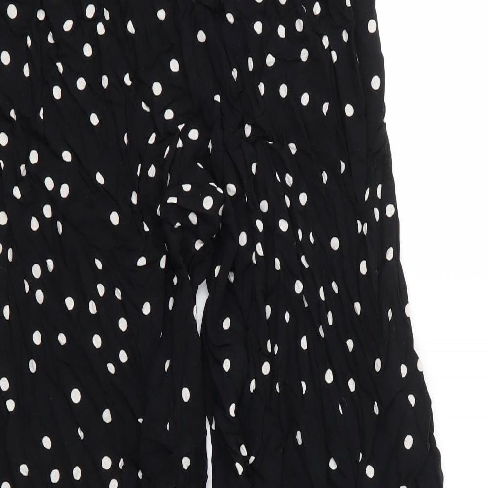 New Look Womens Black Polka Dot Viscose Trousers  Size 12 L25 in Regular