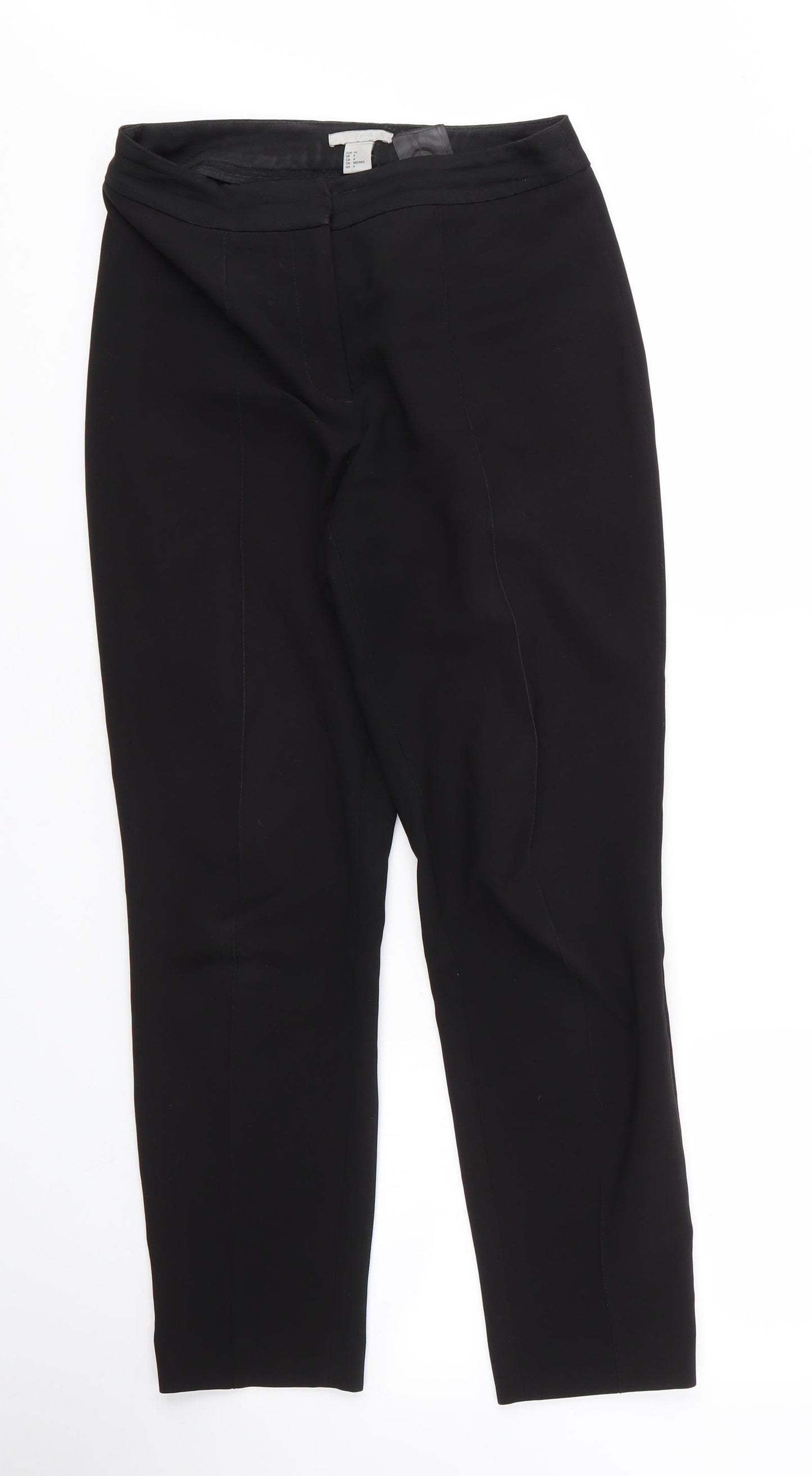 H&M Womens Black  Polyester Carrot Trousers Size 4 L26 in Regular Zip