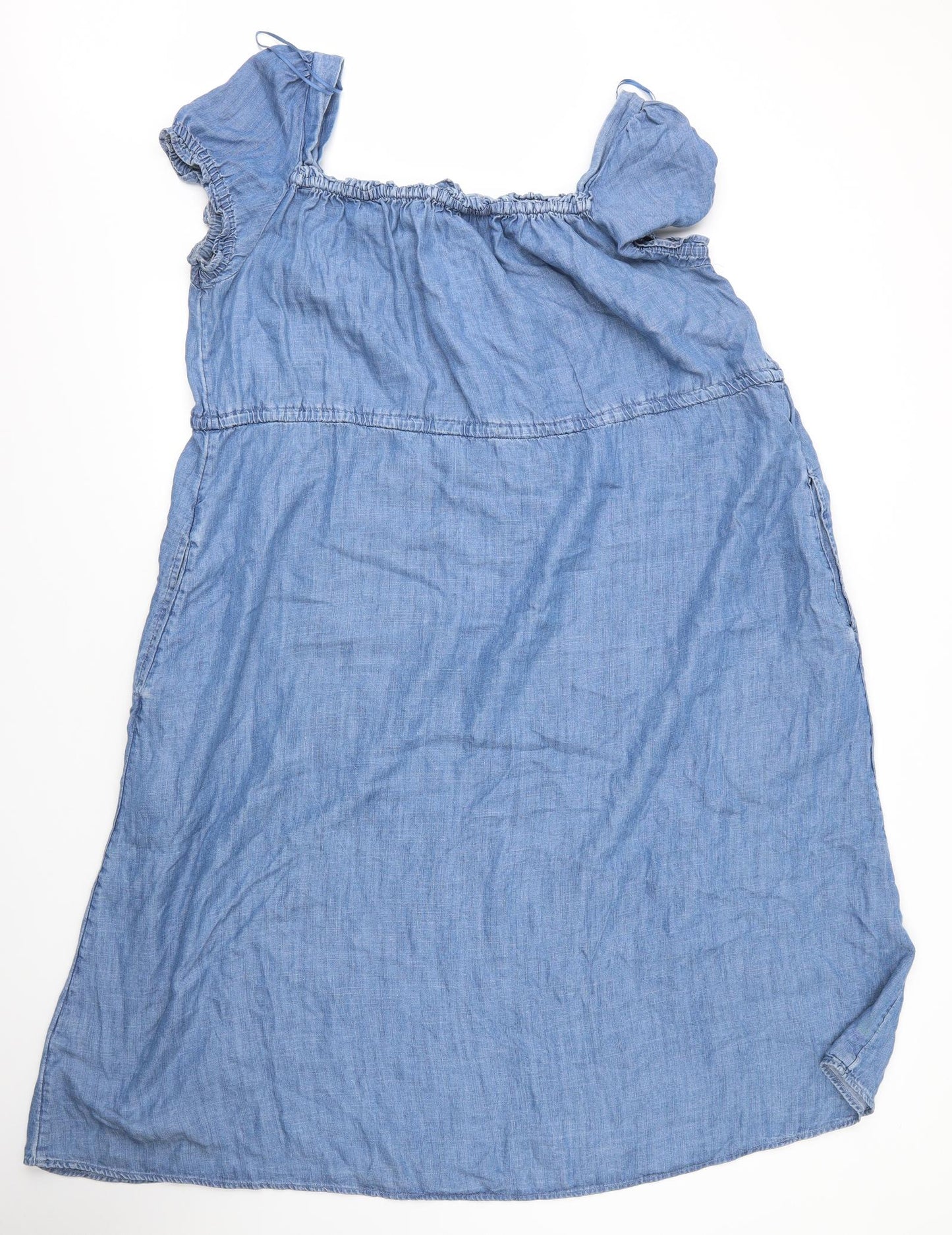 M&S Womens Blue  Lyocell A-Line  Size 18  Boat Neck Button