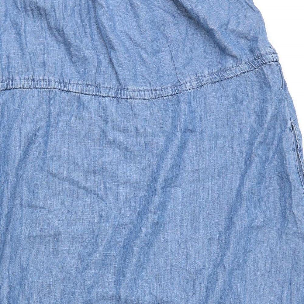 M&S Womens Blue  Lyocell A-Line  Size 18  Boat Neck Button