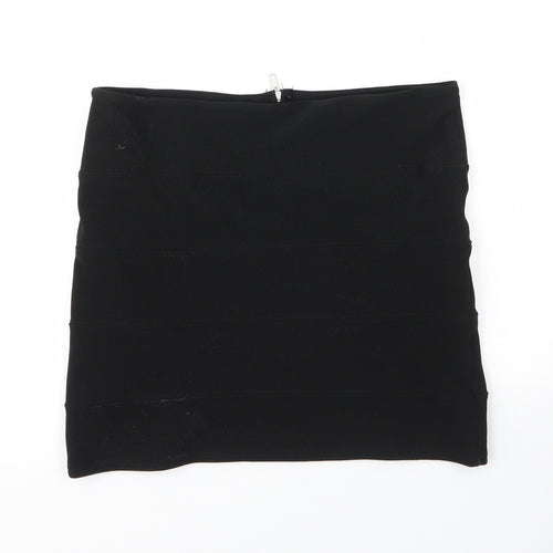 Preworn Womens Black  Polyester Bandage Skirt Size 12   Zip
